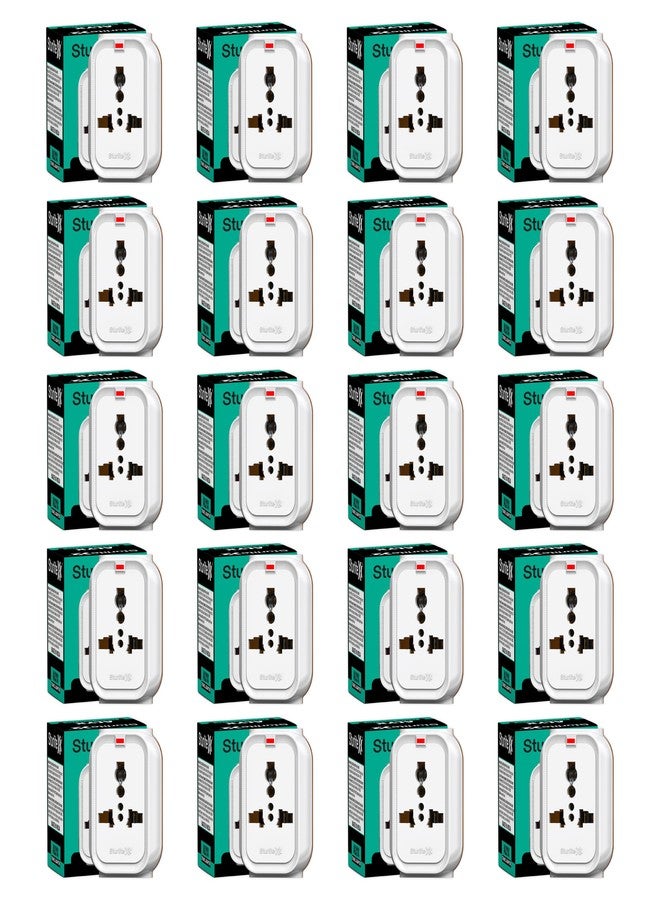 Sturlite Alyx 3 Pin Plug| 2-Pin & 3-Pin Socket| Universal AC Travel Adapter| Strong Polycarbonate Body Socket| Compact Converter Plug for Travel, Home & Office Use - (Pack of 20) - Image 1